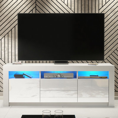 B&Q -  Shine Tv Unit 160CmWhite With Gloss Doors And Led Lights