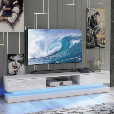 B&Q -  Bloom Tv Unit 180CmWhite With Gloss Doors And Led Lights