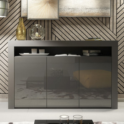 Creative Furniture Aether Sideboard 155CmDark Grey With Gloss Doors from B&Q