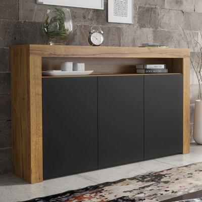 B&Q -  Aether Sideboard 155CmDark Oak & Black Matt Doors