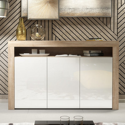 Creative Furniture Aether Sideboard 155CmOak & White Gloss Doors from B&Q