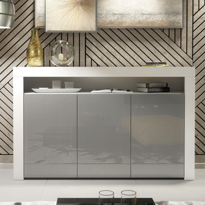 Creative Furniture Aether Sideboard 155CmWhite & Grey Gloss Doors from B&Q