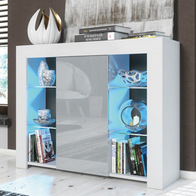 B&Q -  Harbor Sideboard 97CmWhite & Grey Gloss Doors