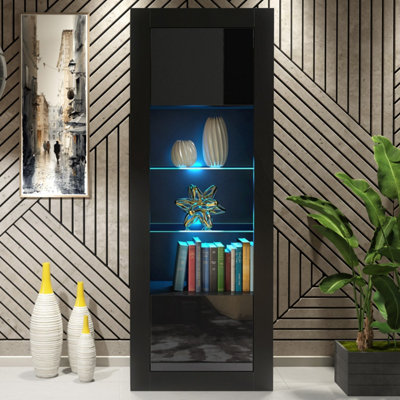 B&Q -  Illume Display Cabinet 170CmBlack With Gloss Doors And Led Lights