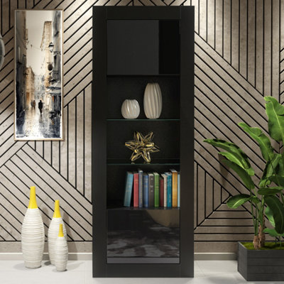 B&Q -  Illume Display Cabinet 170CmBlack With Gloss Doors