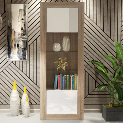 B&Q -  Illume Display Cabinet 170CmOak & White Gloss Doors
