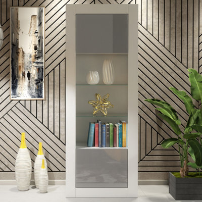 B&Q -  Illume Display Cabinet 170CmWhite & Grey Gloss Doors
