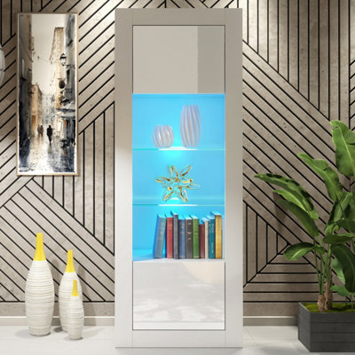 B&Q -  Illume Display Cabinet 170CmWhite With Gloss Doors And Led Lights