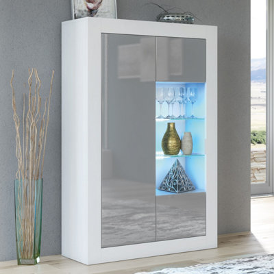 Creative Furniture Arcadia Display Cabinet 140Cm - White & Grey Gloss Doors - Image 4