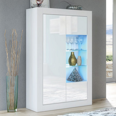 B&Q -  Arcadia Display Cabinet 140CmWhite With Gloss Doors