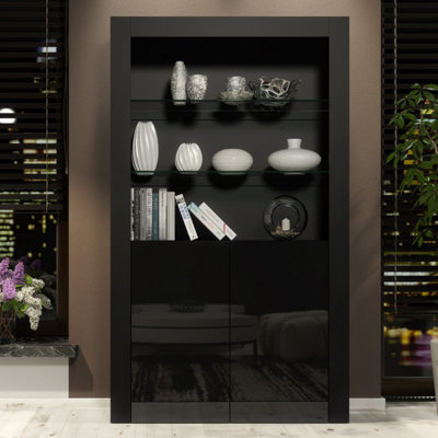 B&Q -  Spectrum Display Cabinet 170CmBlack With Gloss Doors