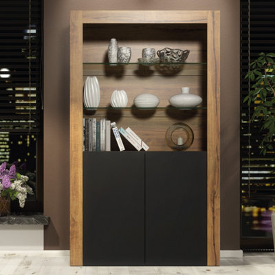 B&Q -  Spectrum Display Cabinet 170CmDark Oak & Black Matt Doors
