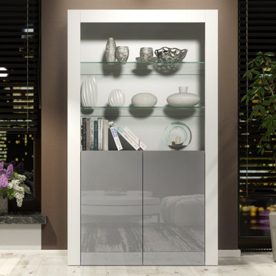 B&Q -  Spectrum Display Cabinet 170CmWhite & Grey Gloss Doors