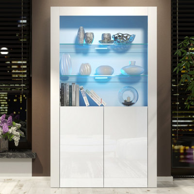 B&Q -  Spectrum Display Cabinet 170CmWhite With Gloss Doors And Led Lights