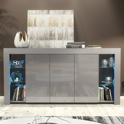 B&Q -  Eden Sideboard 164CmDark Grey With Gloss Doors
