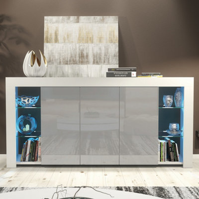 Creative Furniture Eden Sideboard 164CmWhite & Grey Gloss Doors And Led Lights