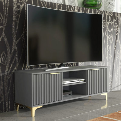 B&Q -  Tide Crest Tv Unit 120CmDark Grey & Gold