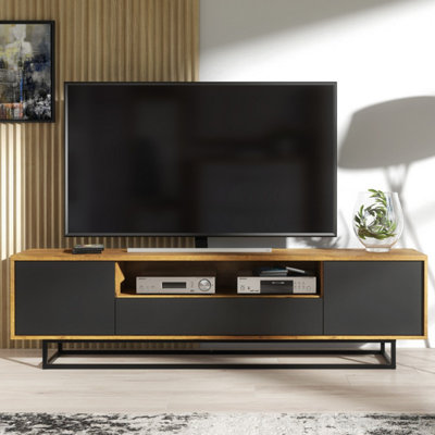 B&Q -  Rift Loft Tv Unit 200CmDark Oak & Black