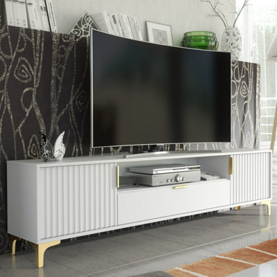 B&Q -  Tide Crest Tv Unit 200CmWhite & Gold
