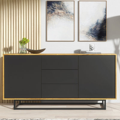Creative Furniture Vista Loft Sideboard 140CmDark Oak & Black Doors