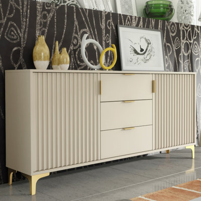 B&Q -  Tide Crest Sideboard 140CmCashmere Warm Beige Taupe Finish & Gold