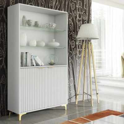B&Q -  Tide Crest Display Cabinet 175CmWhite With Fluted Doors