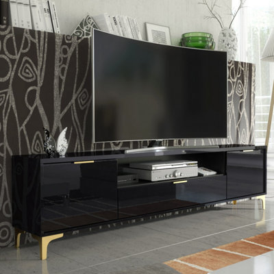 B&Q -  Goldline Gloss Tv Unit 200CmGlossy Black