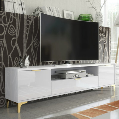 B&Q -  Goldline Gloss Tv Unit 200CmGlossy White