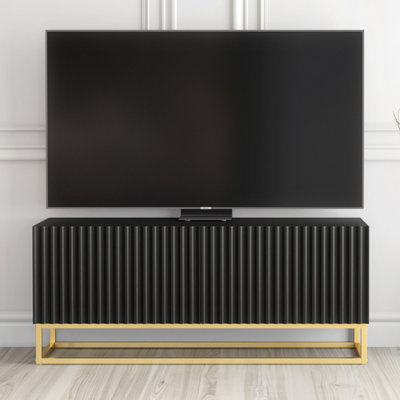 B&Q -  Ripple Tv Unit 100CmBlack With Fluted Doors
