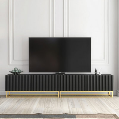 B&Q -  Ripple Duo Tv Unit 200CmBlack With Fluted Doors