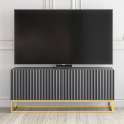 B&Q -  Ripple Tv Unit 100CmDark Grey With Fluted Doors