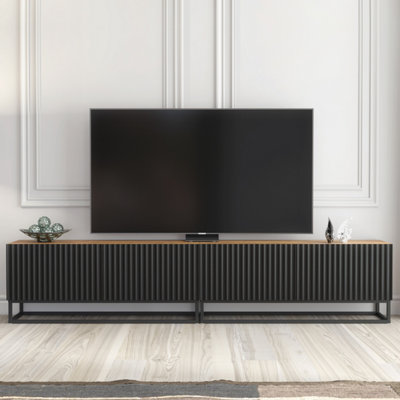 B&Q -  Ripple Duo Tv Unit 200CmOak & Black Fluted Doors