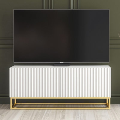B&Q -  Ripple Tv Unit 100CmWhite With Fluted Doors