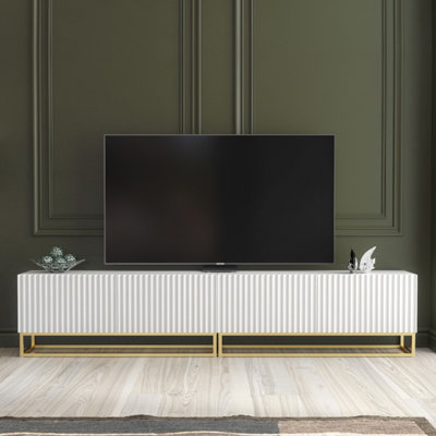 B&Q -  Ripple Duo Tv Unit 200CmWhite With Fluted Doors