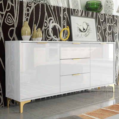 B&Q -  Goldline Gloss Sideboard 140CmGlossy White