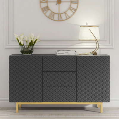 B&Q -  Diamond Luxe Sideboard 140CmDark Grey