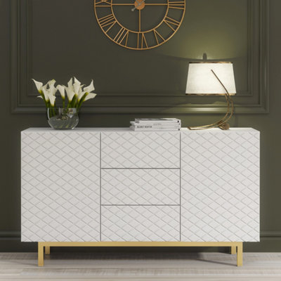 B&Q -  Diamond Luxe Sideboard 140CmWhite