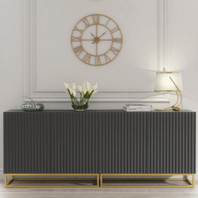 B&Q -  Ripple Duo Sideboard 200CmDark Grey With Fluted Doors