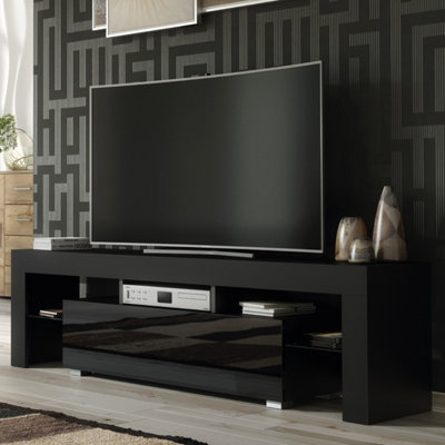  - Tv Unit Aria 160CmBlack With Gloss Doors