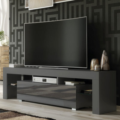  - Tv Unit Aria 160CmDark Grey With Gloss Doors