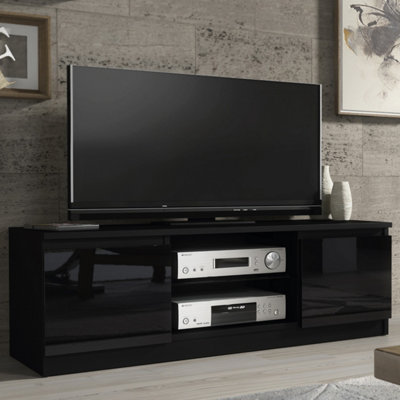 B&Q Black Tv Unit Aura - With Gloss Doors 120Cm