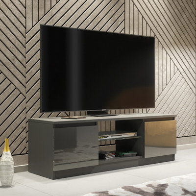 B&Q Dark/Grey Tv Unit Aura - With Gloss Doors 120Cm