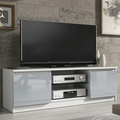 B&Q White/Grey Tv Unit Aura - & Gloss Doors 120Cm
