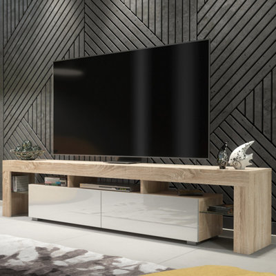  - Tv Unit Nova 200CmOak & White Gloss Doors