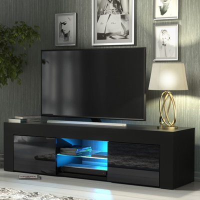 Tv Unit Loom 130CmBlack With Gloss Doors And Led Lights from B&Q