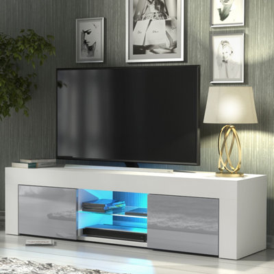 Tv Unit Loom 130CmWhite & Grey Gloss Doors And Led Lights from B&Q
