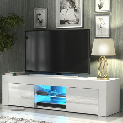 Tv Unit Loom 130CmWhite With Gloss Doors And Led Lights from B&Q