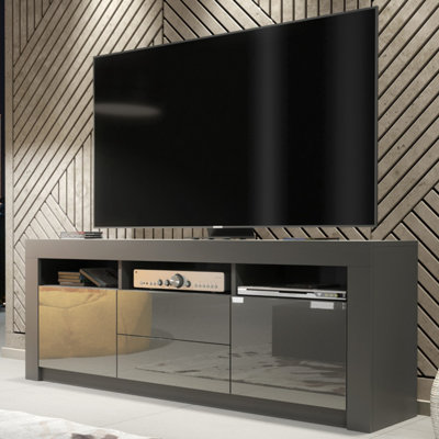B&Q Dark/Grey Tv Unit Shine - With Gloss Doors 160Cm
