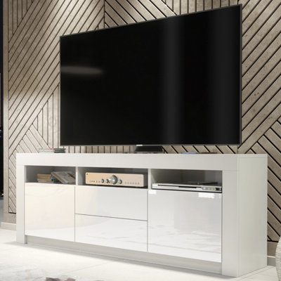 B&Q White Tv Unit Shine - With Gloss Doors 160Cm
