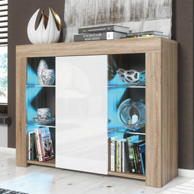 Sideboard Harbor 97CmOak & White Gloss Doors from B&Q